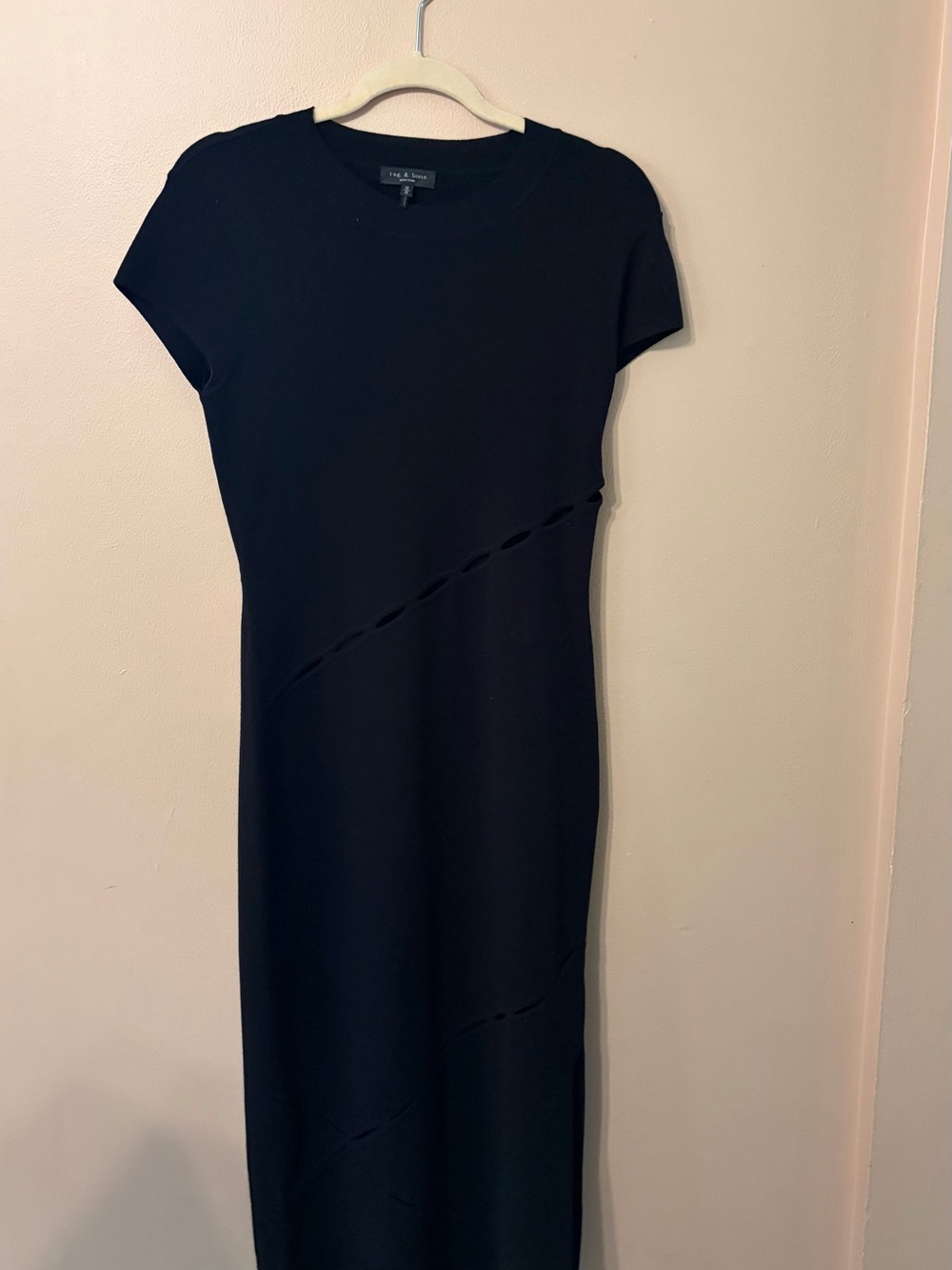 Rag & Bone Black Cap-Sleeve Knit Dress Size Medium